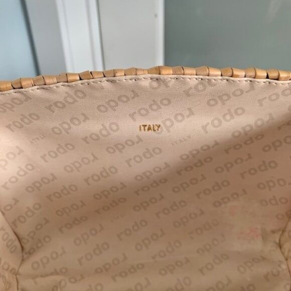 Rodo Vintage '80's Italian Natural Straw Clutch/Handbag - Picture 4 of 5